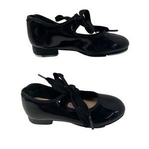 Capezio N625C Black Patent Mary Jane Tap Shoes Kids Size 11.5 M Tele Tone Taps
